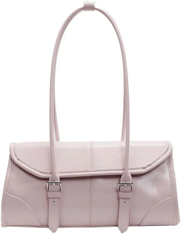 Boston Shoulder Bags for Women PU Leather Swing Bag Trendy Y2K Tote Handbag Top Handle Hobo Purse Bowling Bag Work Travel
