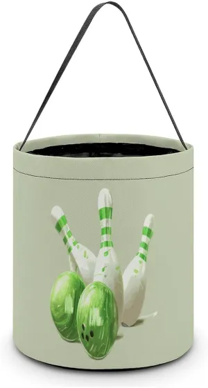 Bowling And Balls Easter Basket Egg Buckets with Handles Hunt Tote Bags Reusable Handbag for Decoration