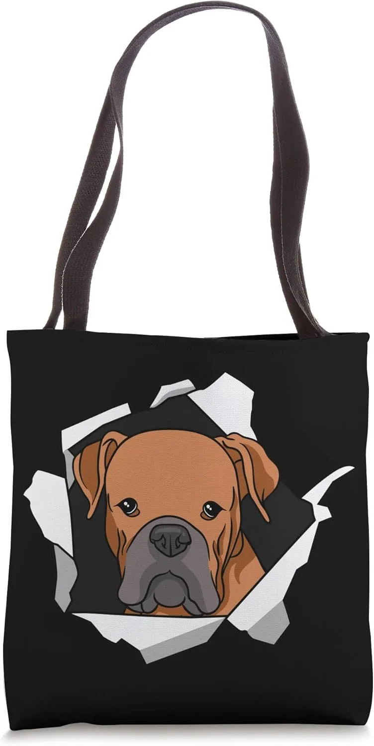 Boxer Dog Breakthrough Cute Dog Animal Lover Tote Bag