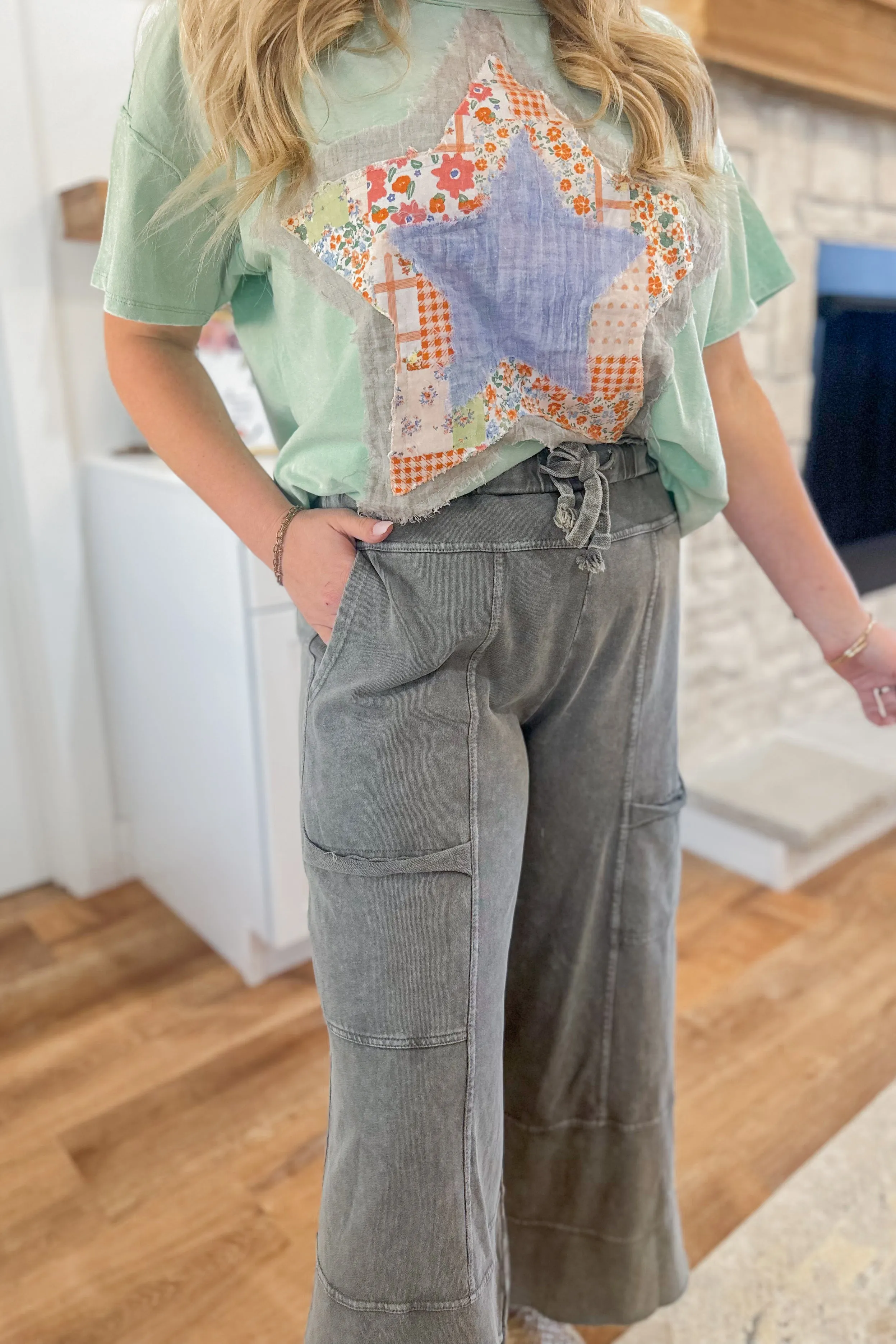 Bradley Mineral Washed Terry Knit Wide Leg Pants [S~3X]