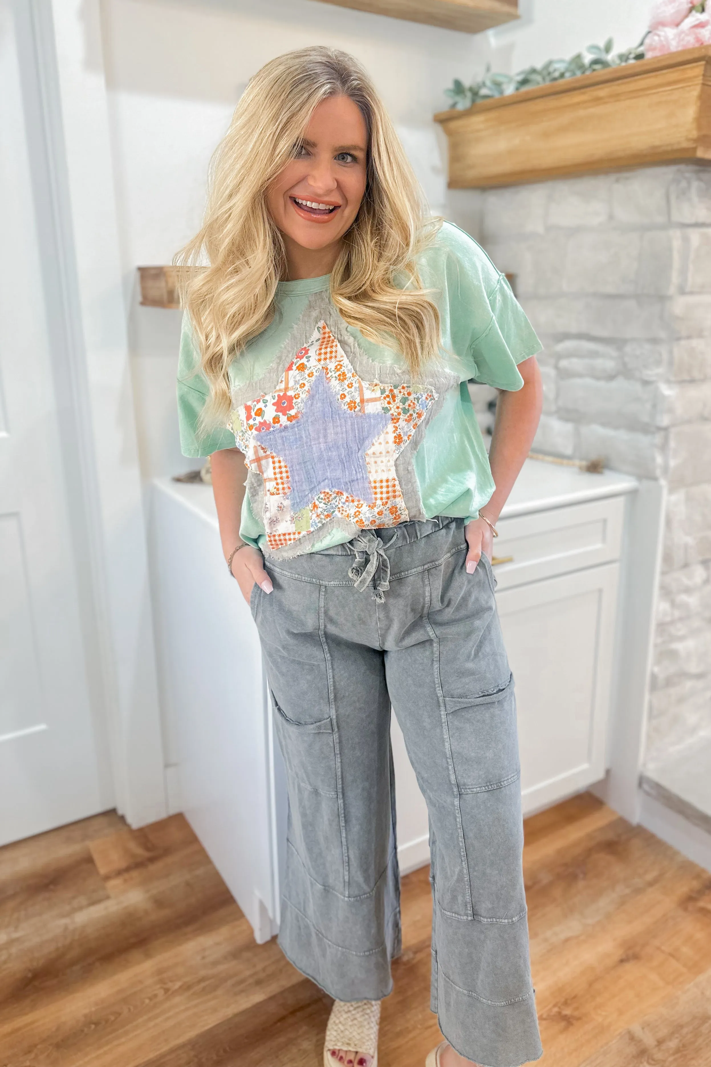 Bradley Mineral Washed Terry Knit Wide Leg Pants [S~3X]