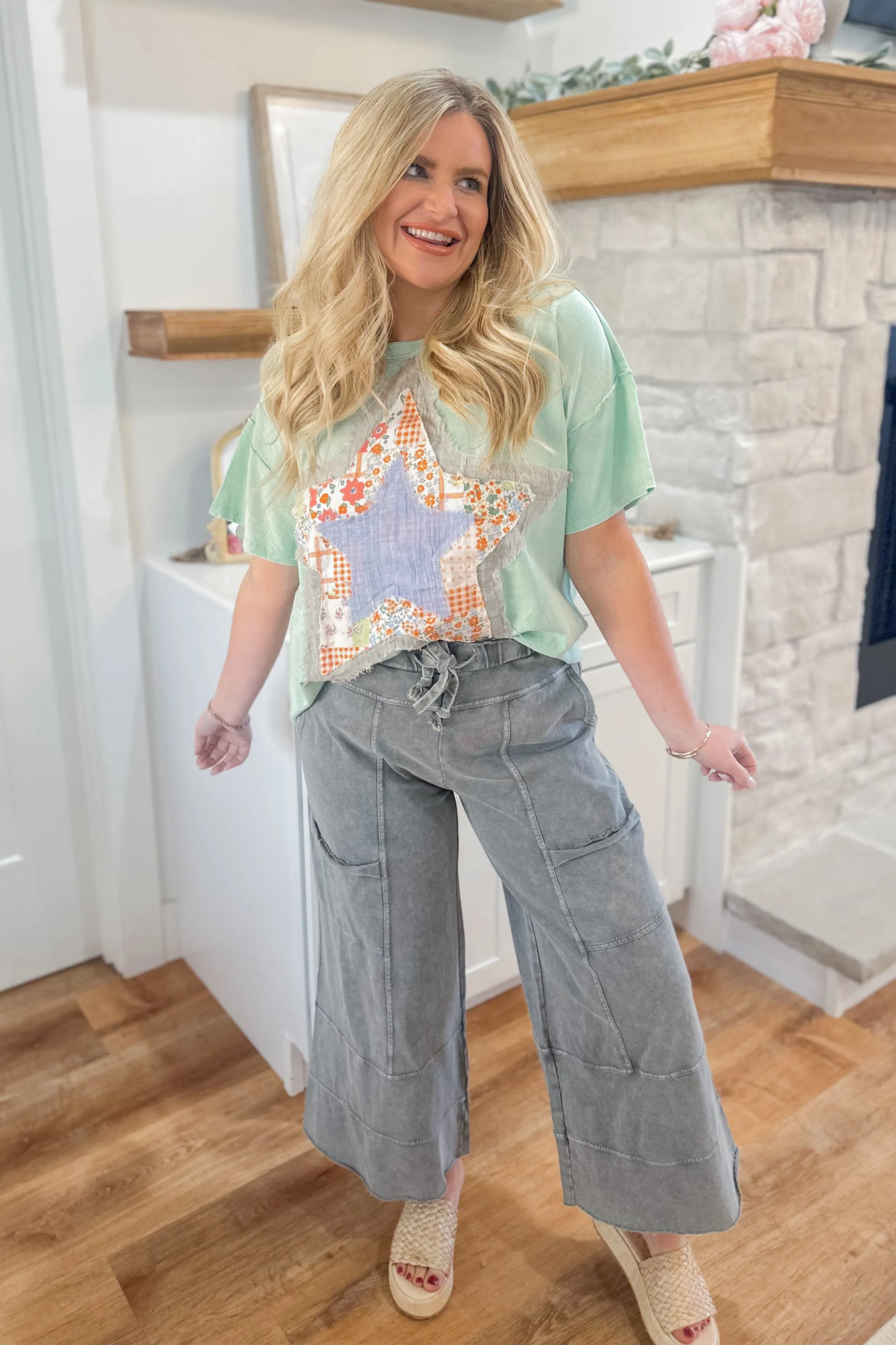 Bradley Mineral Washed Terry Knit Wide Leg Pants [S~3X]