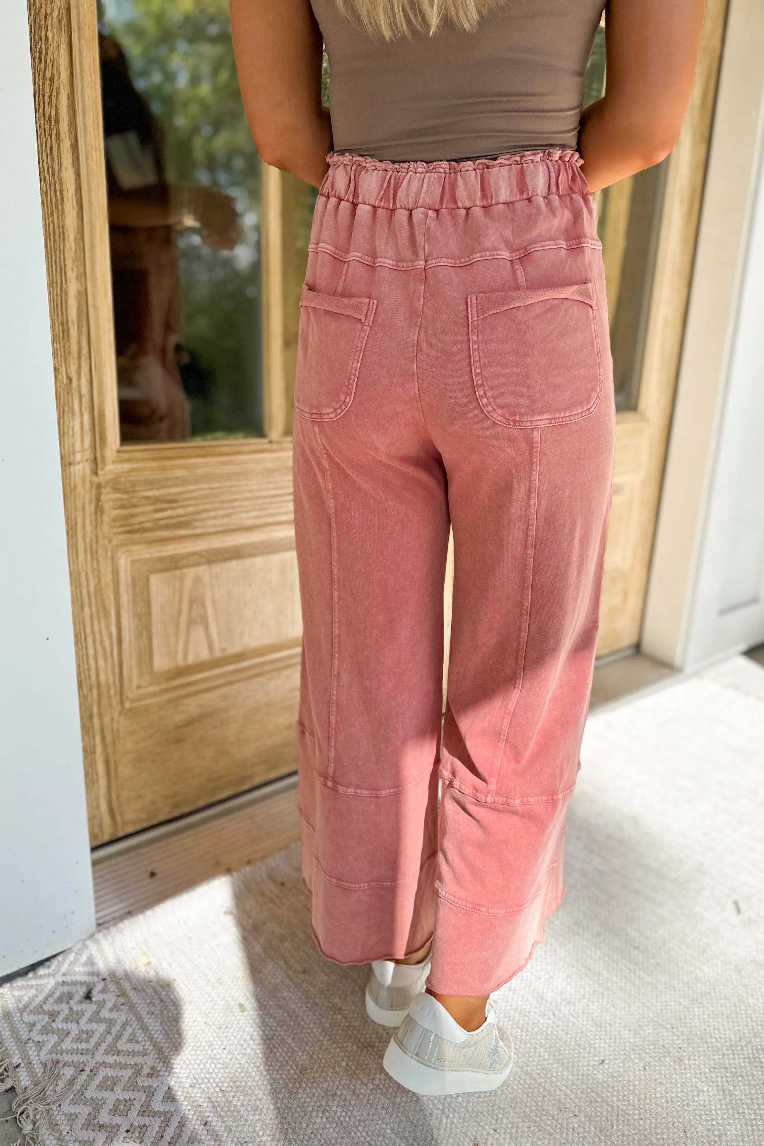 Bradley Mineral Washed Terry Knit Wide Leg Pants