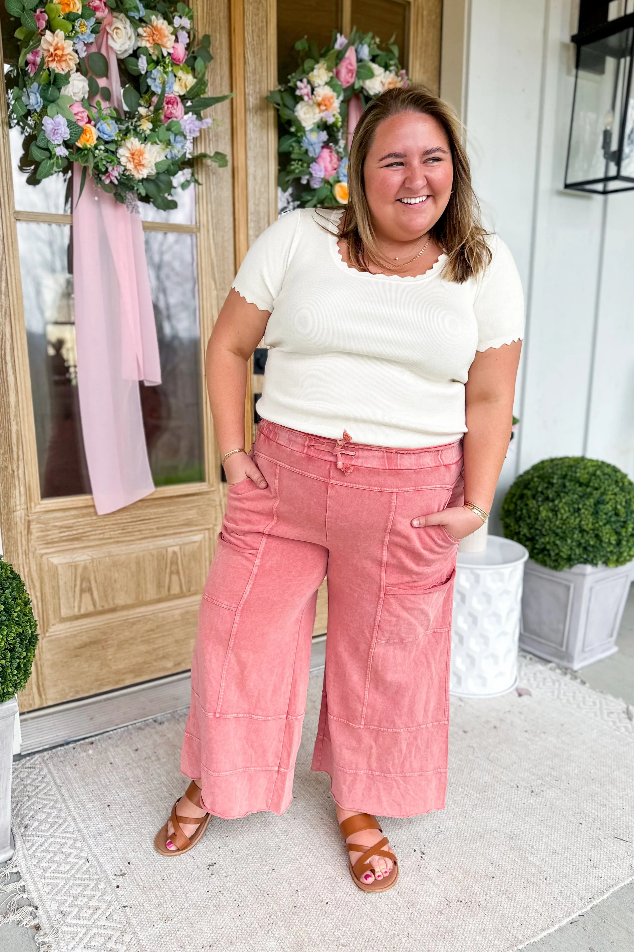 Bradley Mineral Washed Terry Knit Wide Leg Pants