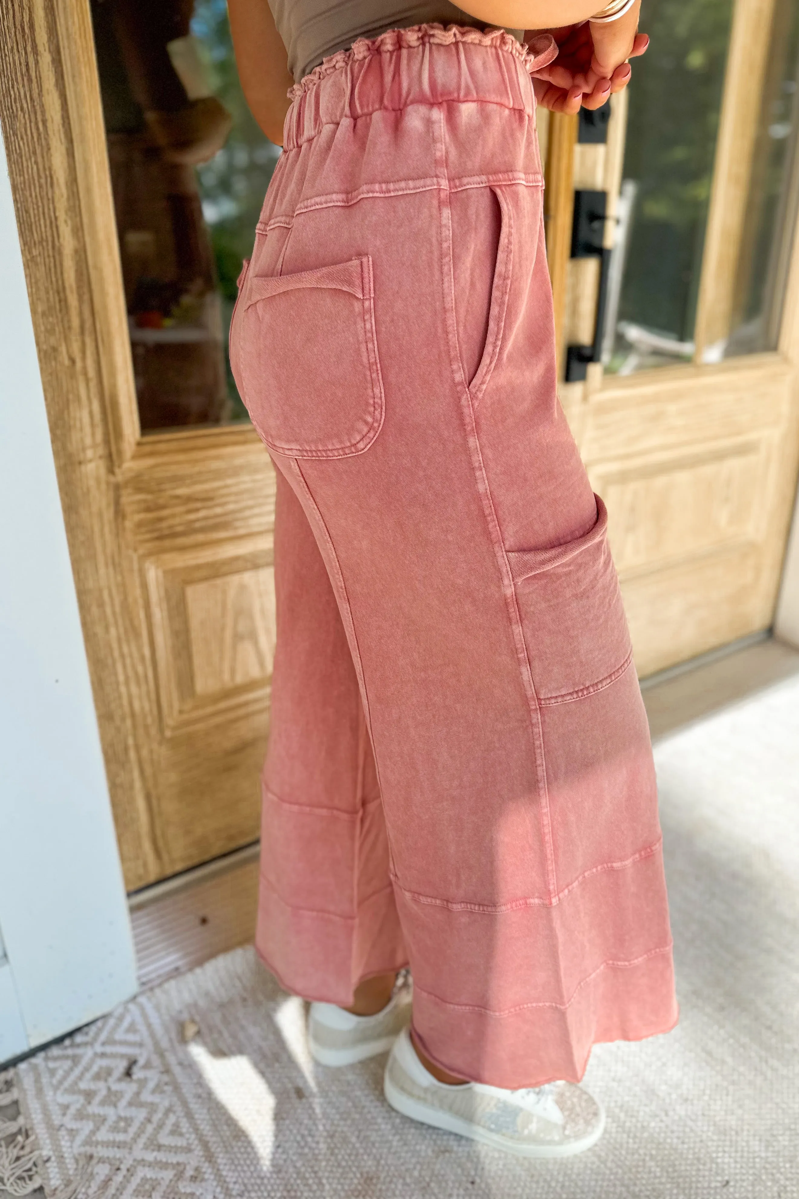 Bradley Mineral Washed Terry Knit Wide Leg Pants