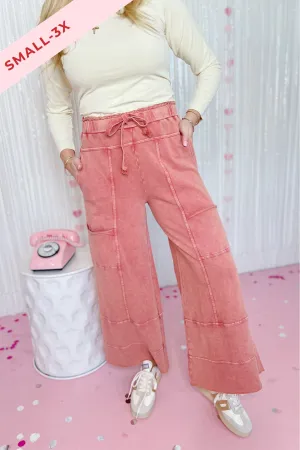 Bradley Mineral Washed Terry Knit Wide Leg Pants