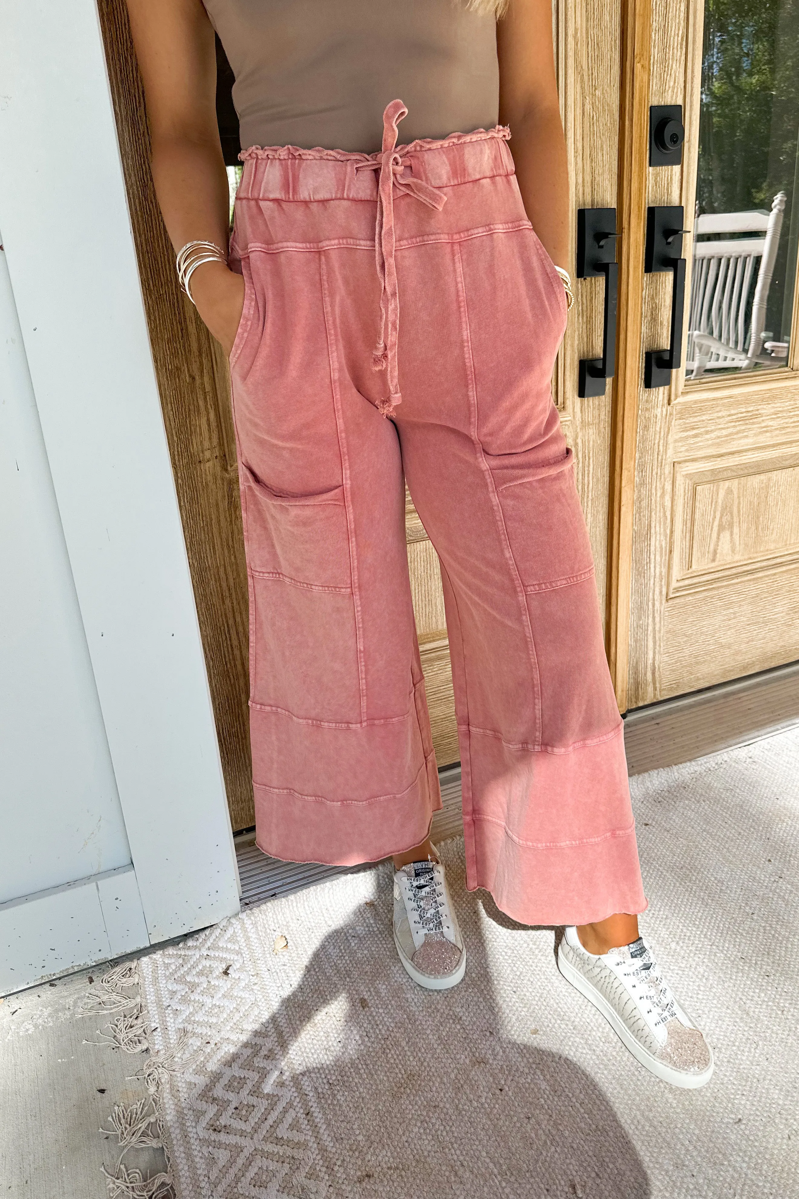 Bradley Mineral Washed Terry Knit Wide Leg Pants
