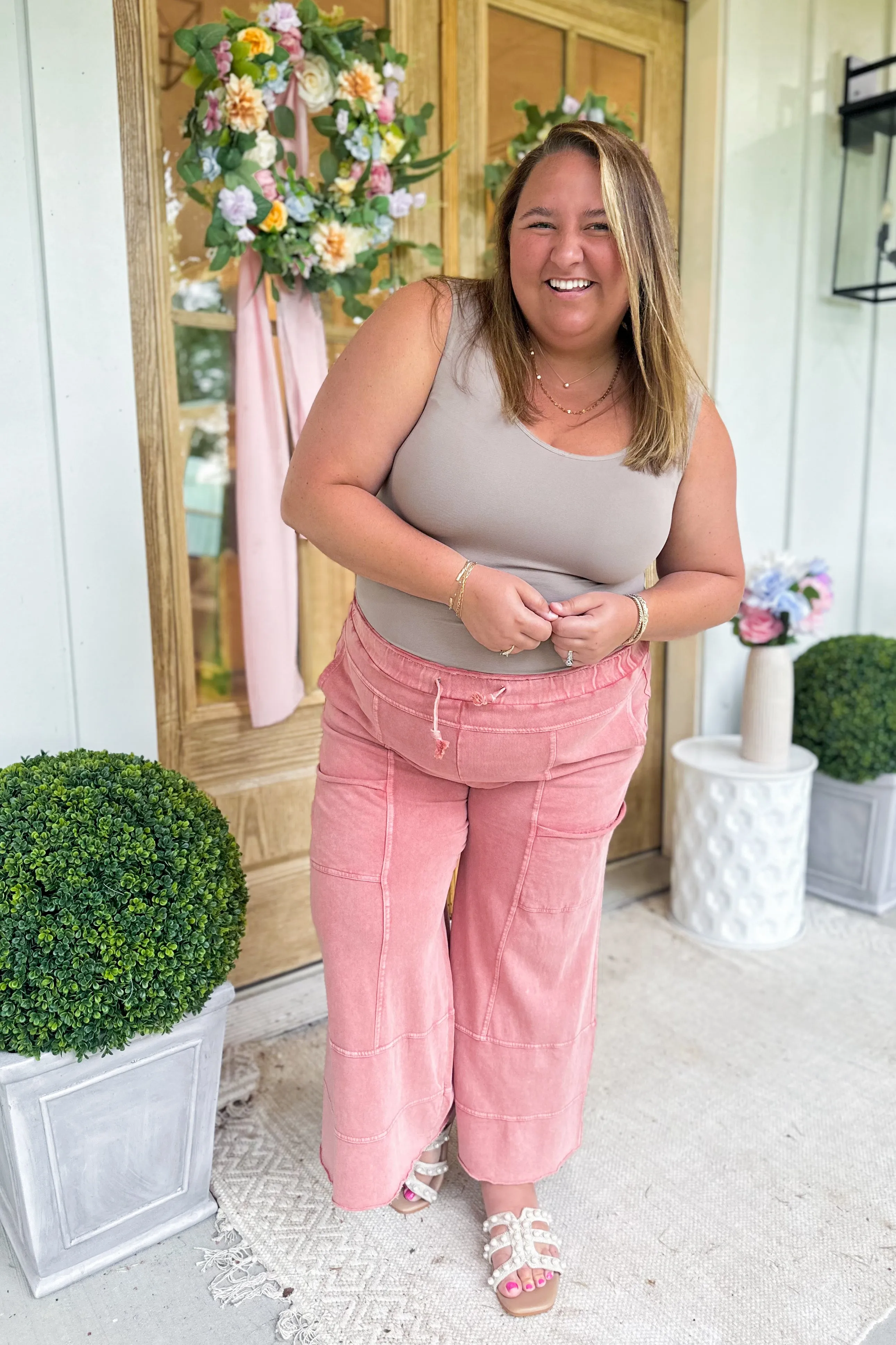 Bradley Mineral Washed Terry Knit Wide Leg Pants