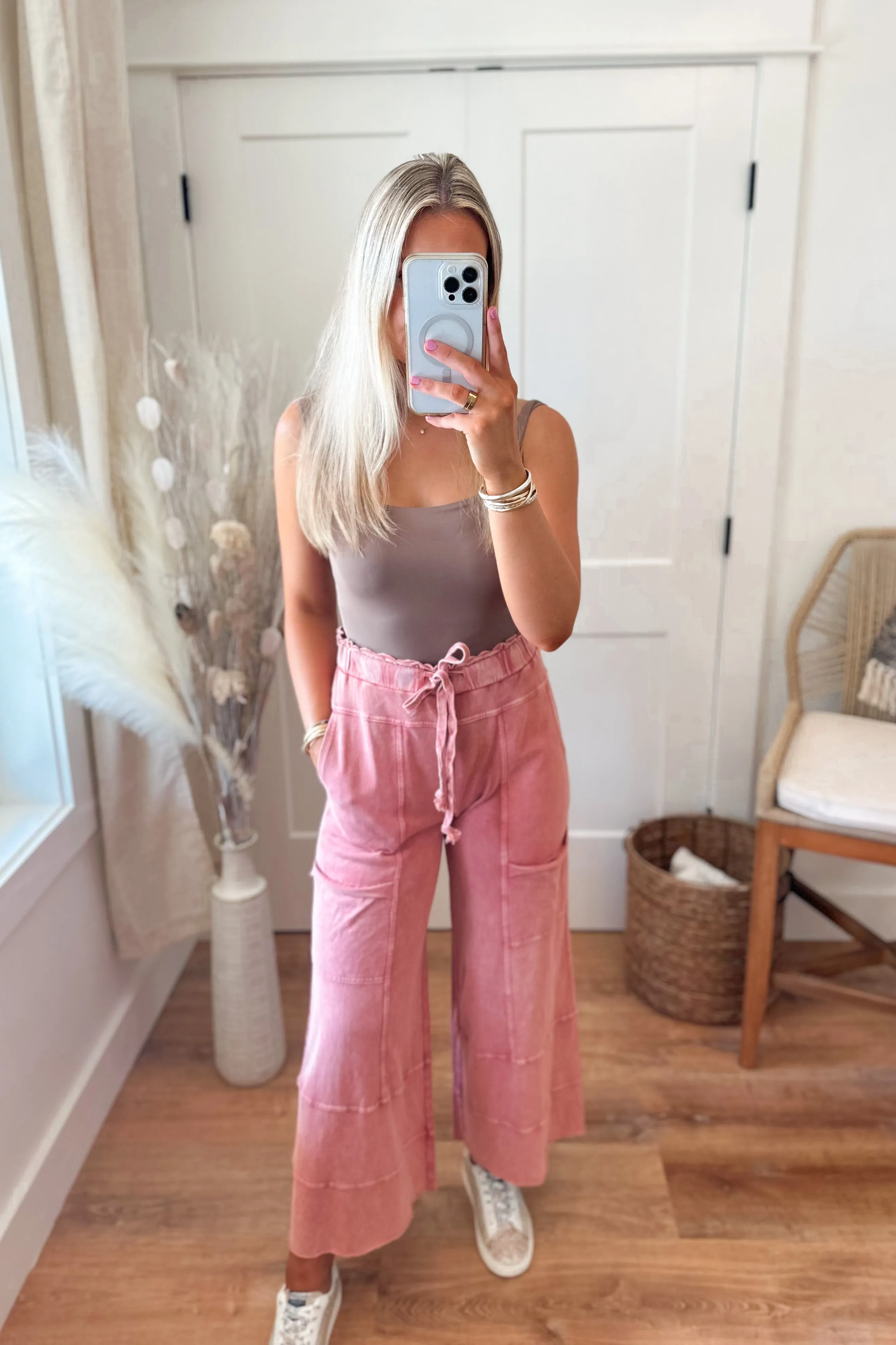 Bradley Mineral Washed Terry Knit Wide Leg Pants