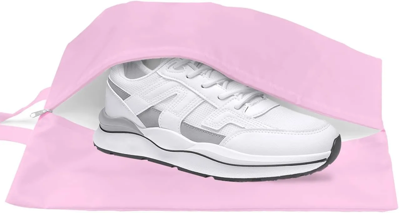 Breast Cancer Awareness Month Shoe Bags for Travel Gym Golf, Waterproof Shoe Bag with Zipper Closure, Pink Floral Botanical String Large Shoe Organizer Packing Bags Shoe Pouch for Women Men 17.7"x9.8"