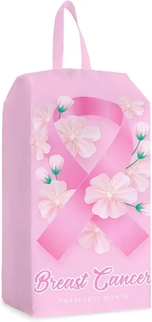 Breast Cancer Awareness Month Shoe Bags for Travel Gym Golf, Waterproof Shoe Bag with Zipper Closure, Pink Floral Botanical String Large Shoe Organizer Packing Bags Shoe Pouch for Women Men 17.7"x9.8"