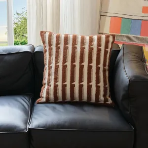 Brown Cream Chunky Village Bohu Throw Pillow Covers，Chic Strip Geometric Decorative Aesthetic Pillowcases，Woven Modern Sham for Couch Bed Sofa Bedroom ，18x18 Inches, 1PCS