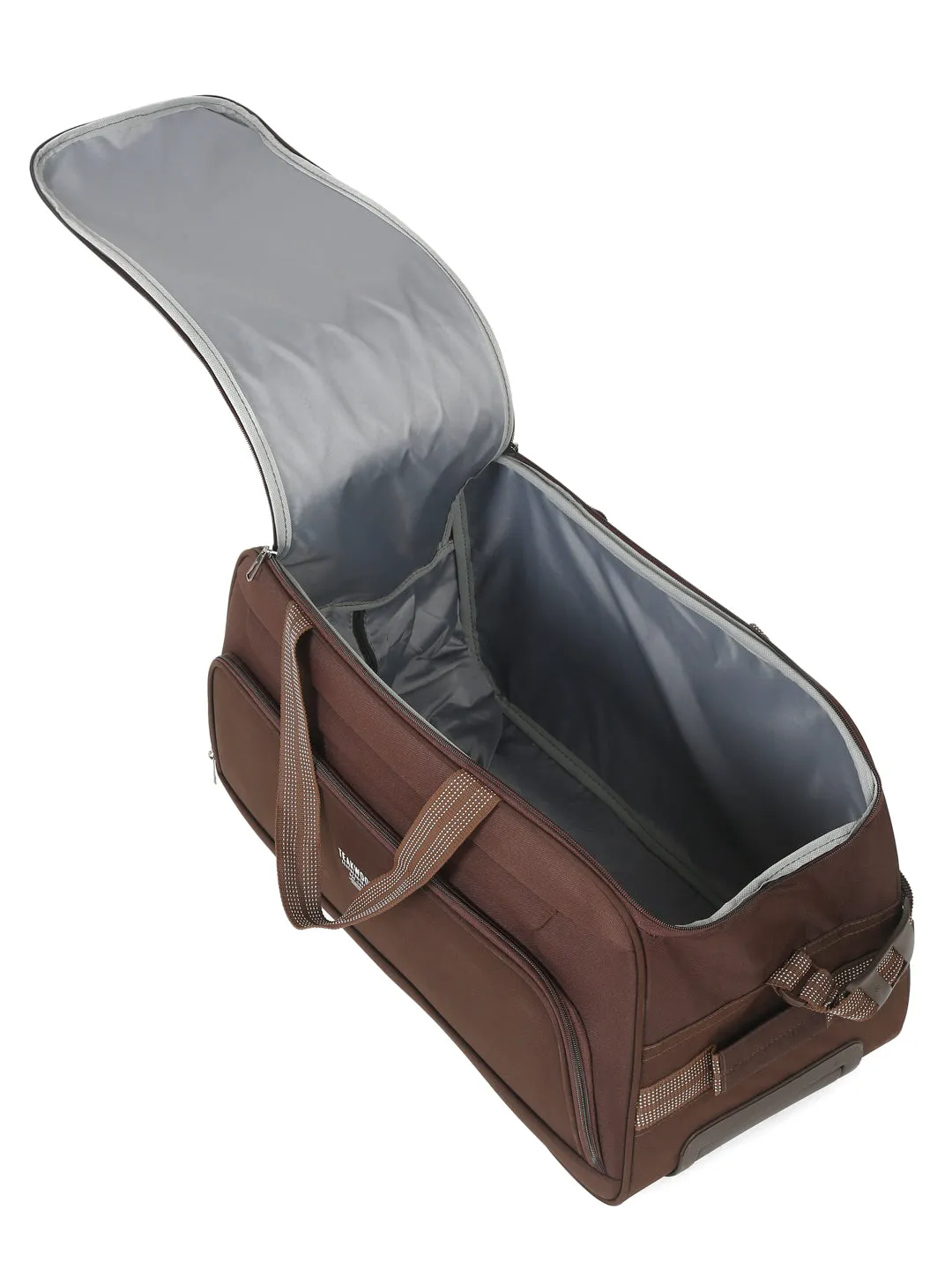 Brown Printed Large Duffel Trolley Bag