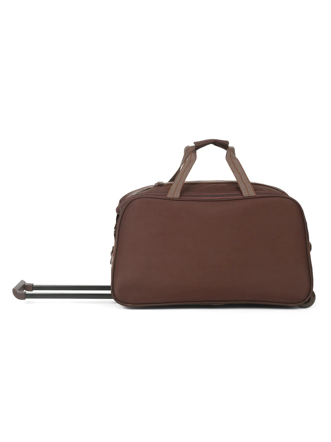 Brown Printed Large Duffel Trolley Bag