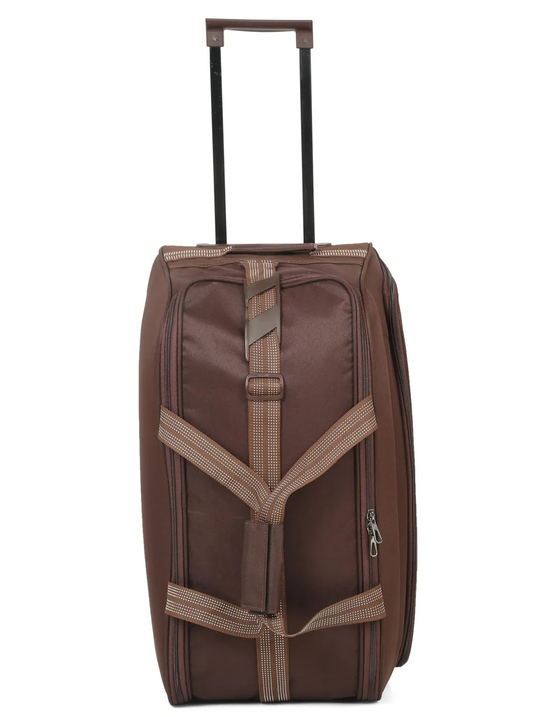 Brown Printed Large Duffel Trolley Bag
