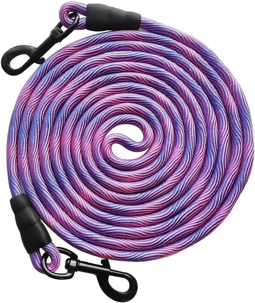 BTINESFUL 8ft/12ft/20ft/30ft/50ft/75ft Dog Tie-Out Long Tether Rope Leash, Outdoor Dog Yard Leash- Large Medium Small Dogs Training, Playing, Camping,Backyard