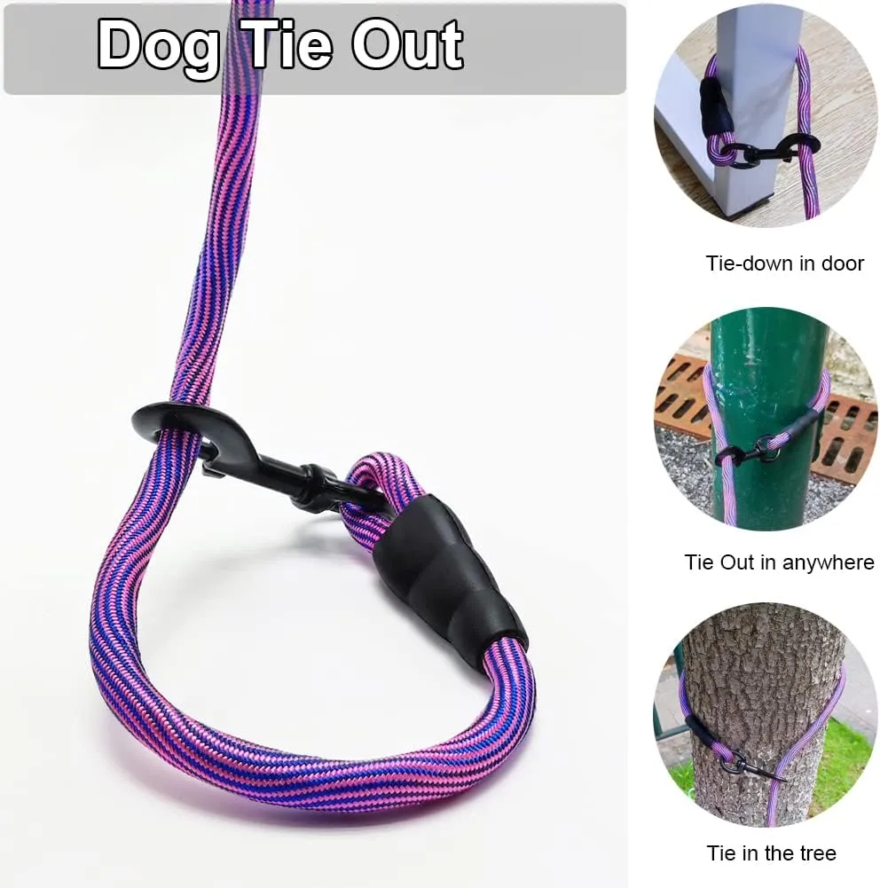 BTINESFUL 8ft/12ft/20ft/30ft/50ft/75ft Dog Tie-Out Long Tether Rope Leash, Outdoor Dog Yard Leash- Large Medium Small Dogs Training, Playing, Camping,Backyard