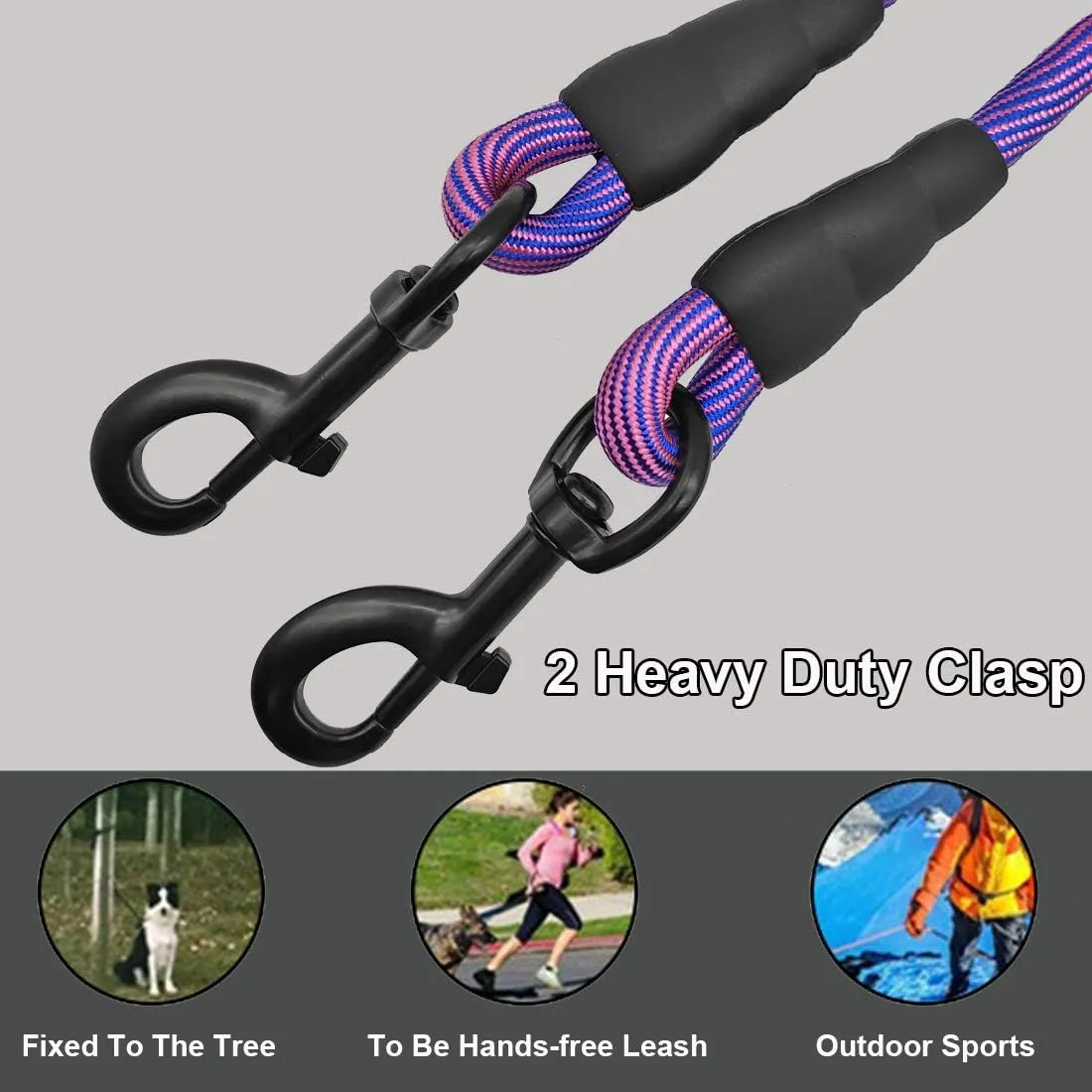BTINESFUL 8ft/12ft/20ft/30ft/50ft/75ft Dog Tie-Out Long Tether Rope Leash, Outdoor Dog Yard Leash- Large Medium Small Dogs Training, Playing, Camping,Backyard