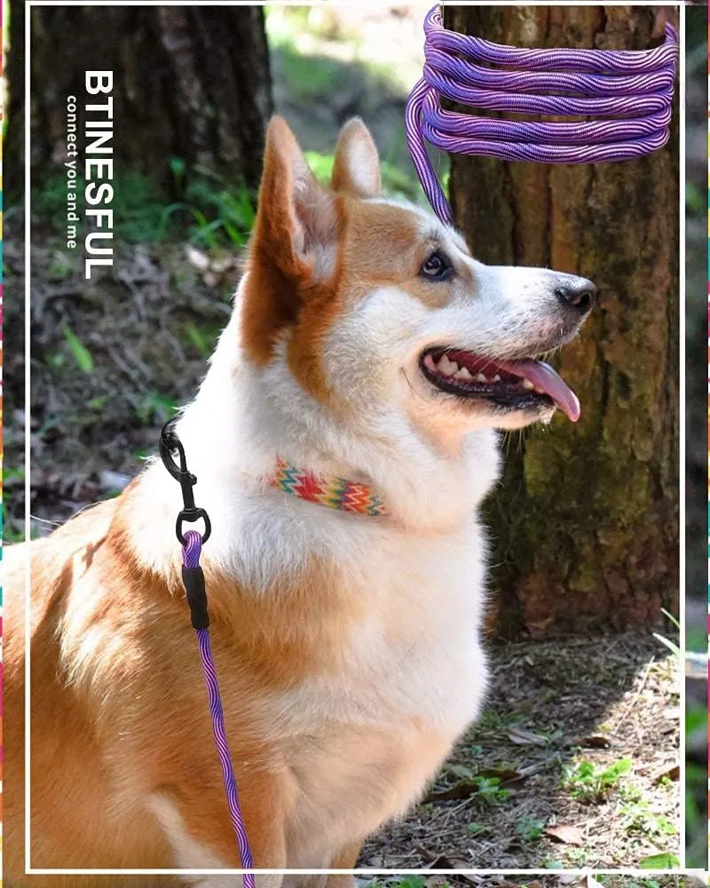 BTINESFUL 8ft/12ft/20ft/30ft/50ft/75ft Dog Tie-Out Long Tether Rope Leash, Outdoor Dog Yard Leash- Large Medium Small Dogs Training, Playing, Camping,Backyard
