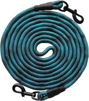 BTINESFUL Tie-Out Check Cord Long Rope Dog Leash, 12ft 20ft 30ft 50ft Recall Training Lead Leash- Great for Large Medium Small Dogs Training, Playing, Camping, or Backyard (30ft, Blue Black)