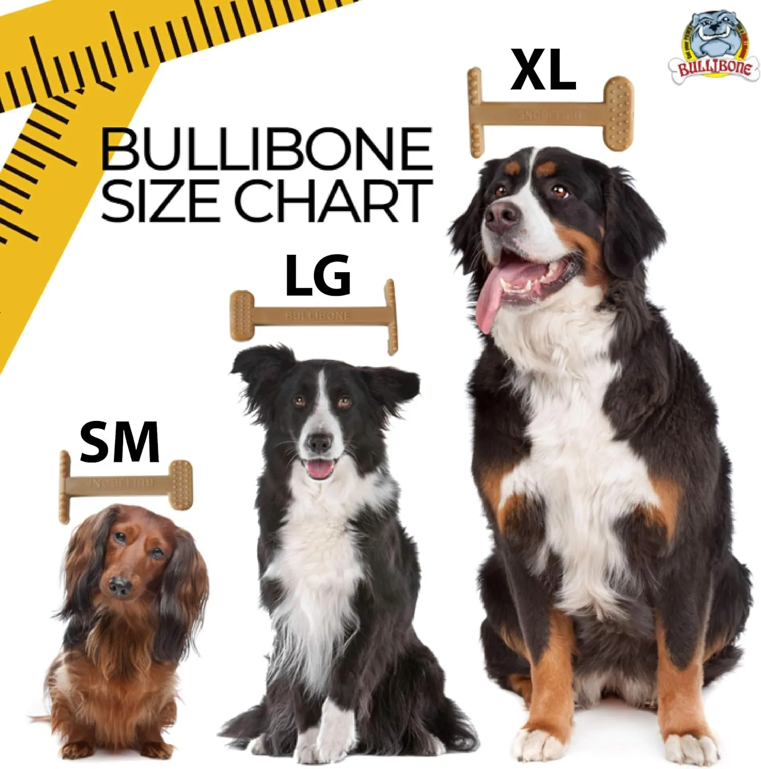 Bullibone Brusher: Dog Teeth Cleaning Brushing Toothbrush Stick - Long Lasting Nylon Peppermint Dog Dental Chew Toy for Oral Care and Dental Health, for Large and Medium Dogs