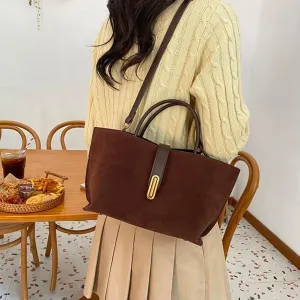 Burgundy Suede Tote Bags for Women - Fall Purse 2024 Brown Handbag Work Top-handle Bag