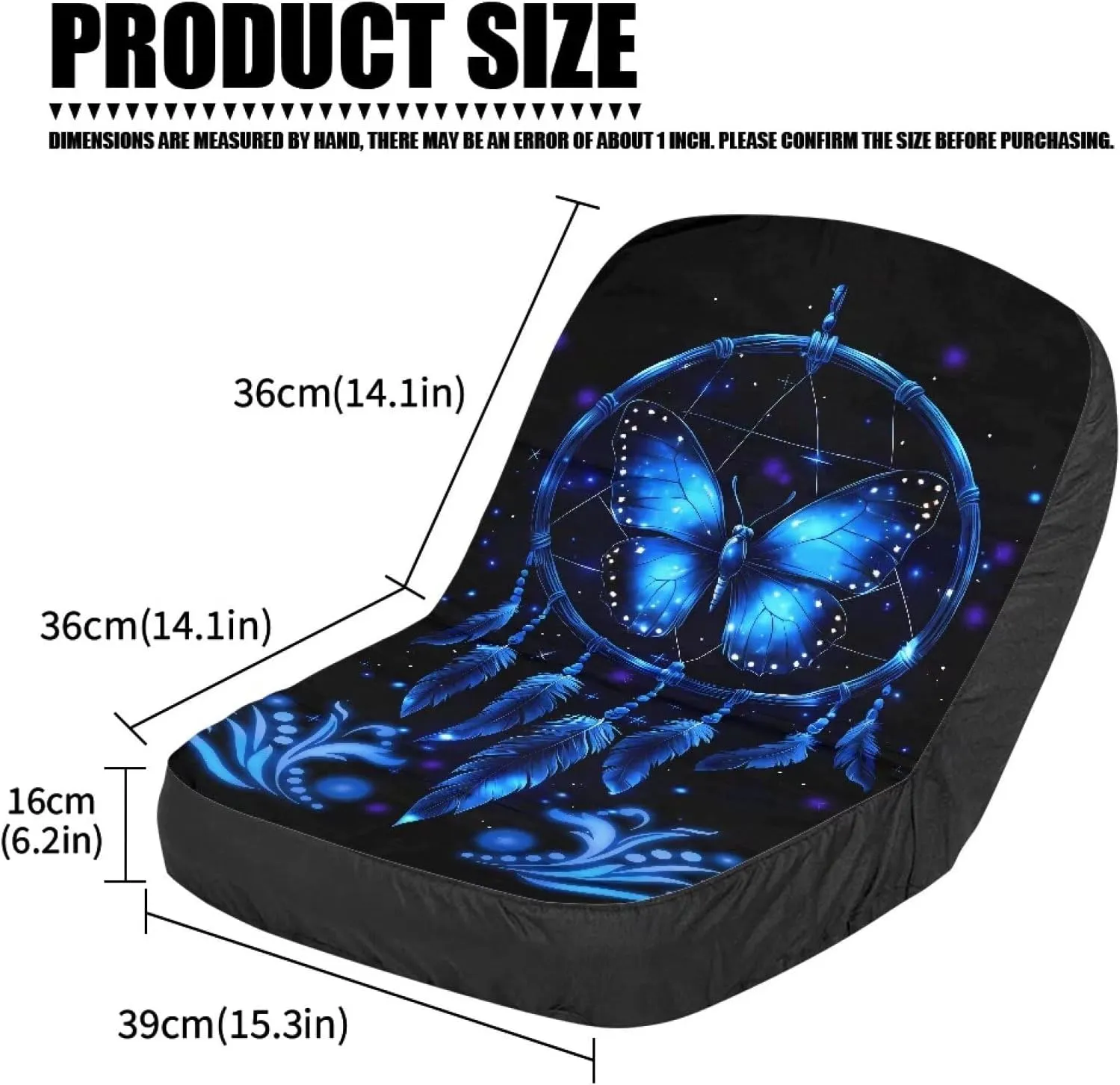 Butterfly Dreamcatcher Riding Lawn Seat Cover for Women Men, Universal Lawn Tractor Seat Cover with Storage Bag, Persistent for Most Harvester Excavator Tractor