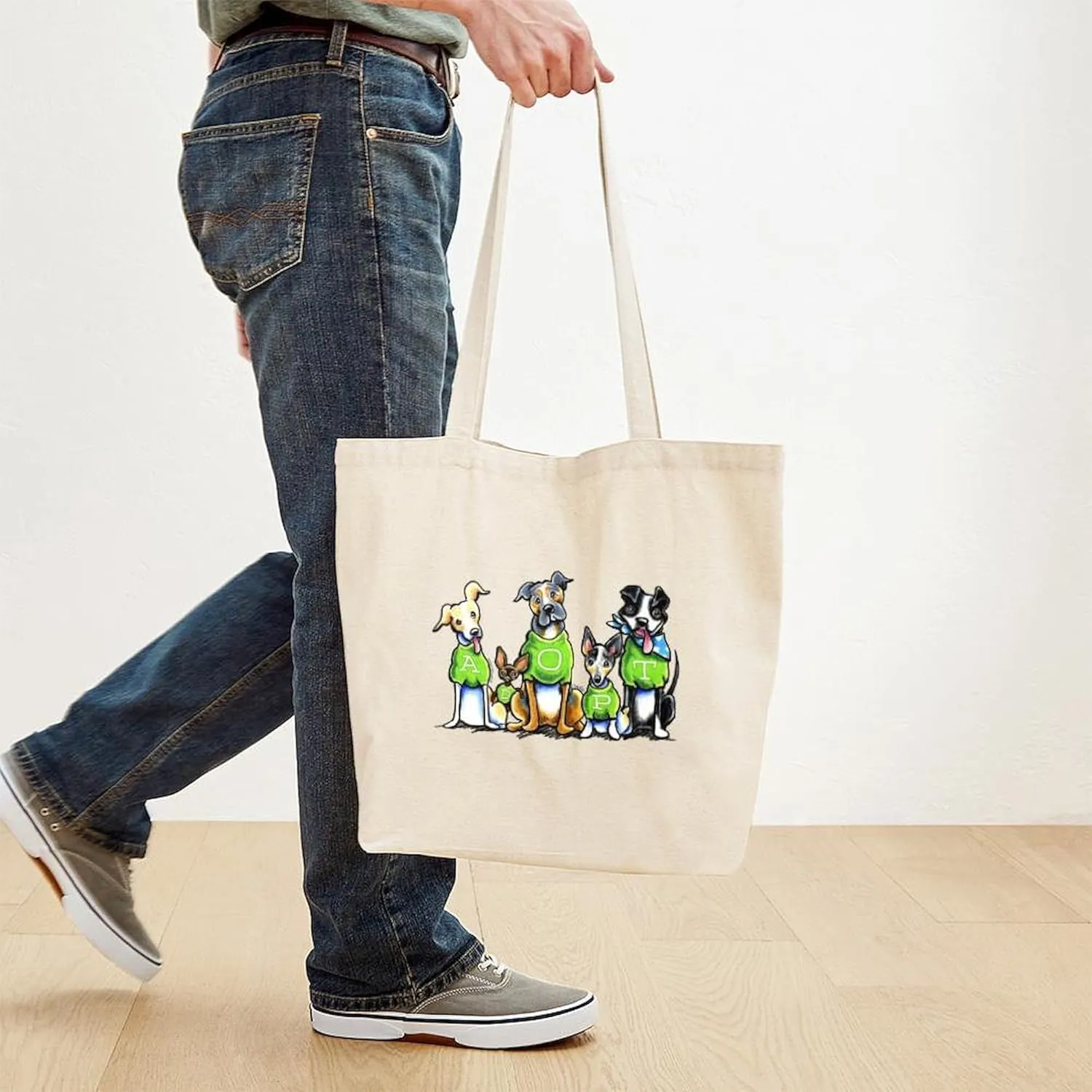 CafePress Adopt Shelter Dogs Tote Bag Natural Canvas Tote Bag, Reusable Shopping Bag
