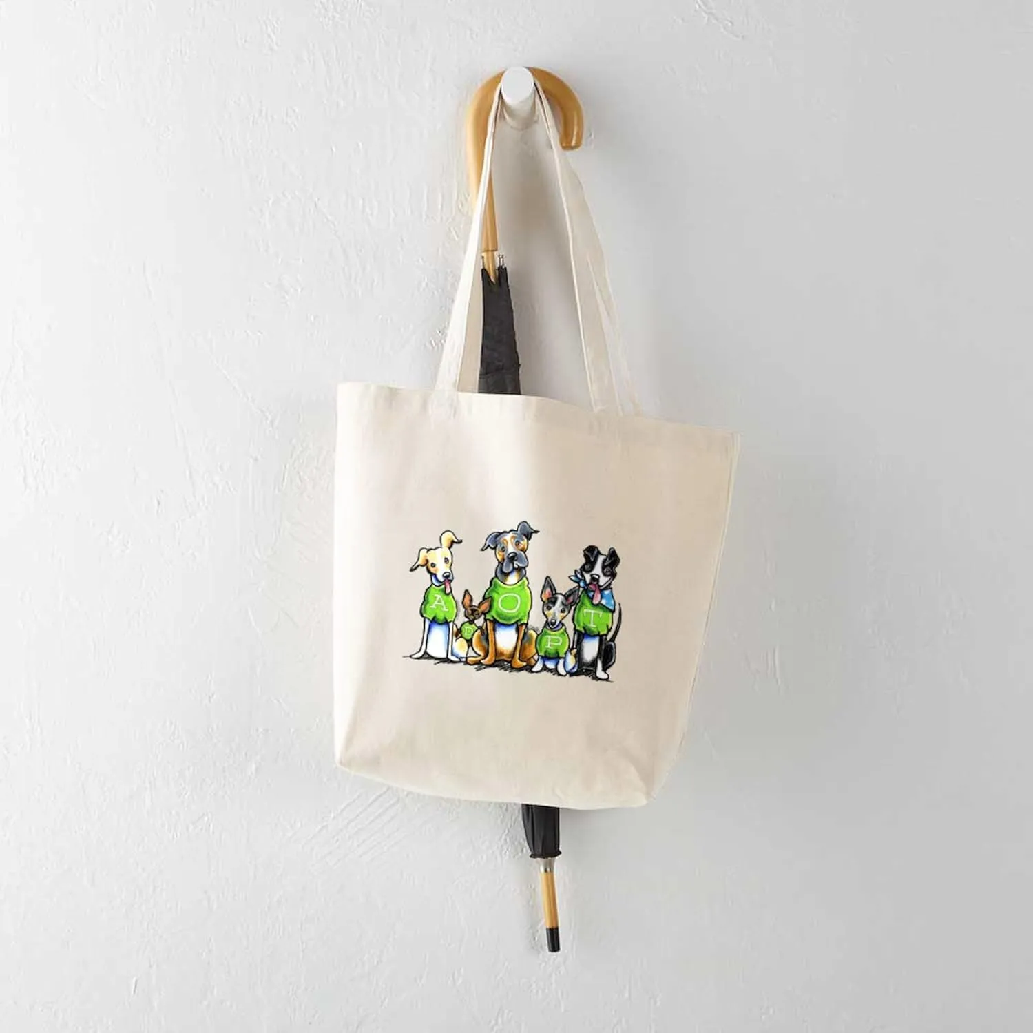 CafePress Adopt Shelter Dogs Tote Bag Natural Canvas Tote Bag, Reusable Shopping Bag