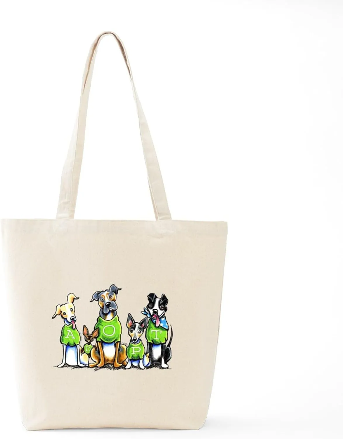 CafePress Adopt Shelter Dogs Tote Bag Natural Canvas Tote Bag, Reusable Shopping Bag