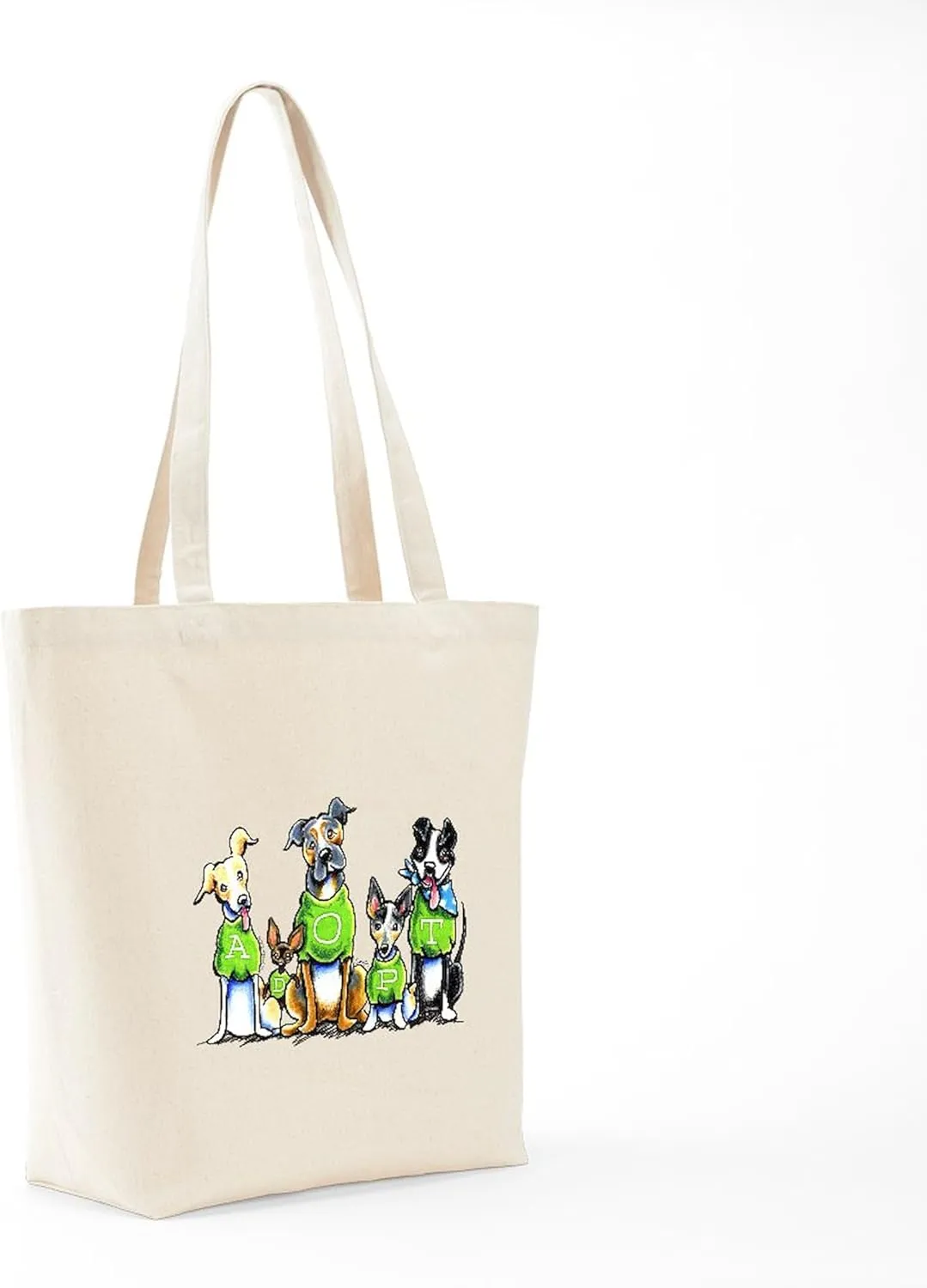 CafePress Adopt Shelter Dogs Tote Bag Natural Canvas Tote Bag, Reusable Shopping Bag