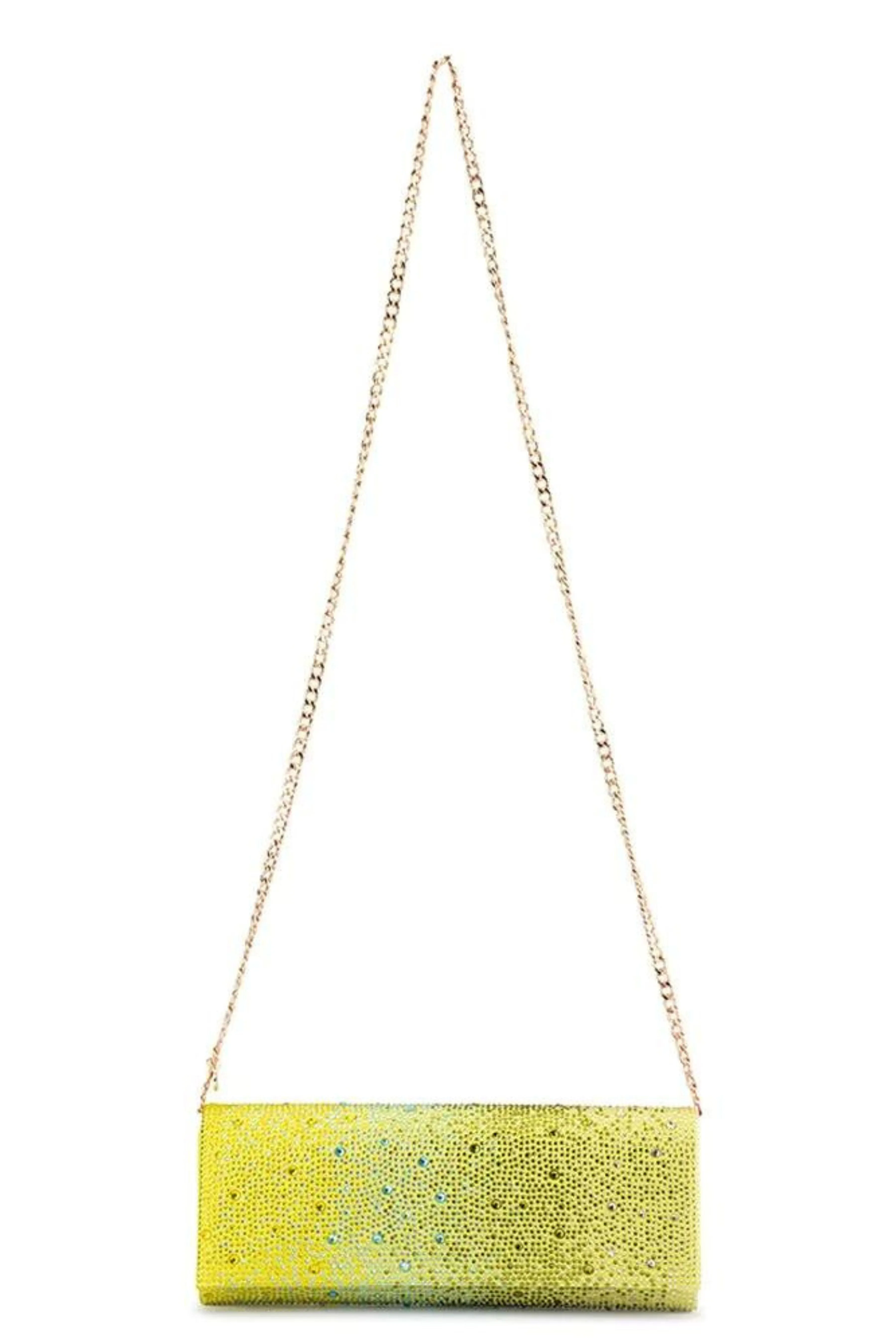 Camille Ombre Hotfix Clutch - Chartreuse