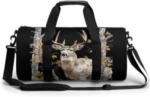 Camouflage Deer Hunting Gym Bag for Women Men Travel Duffle Bag Carry on Weekender Tote Bag Lightweight