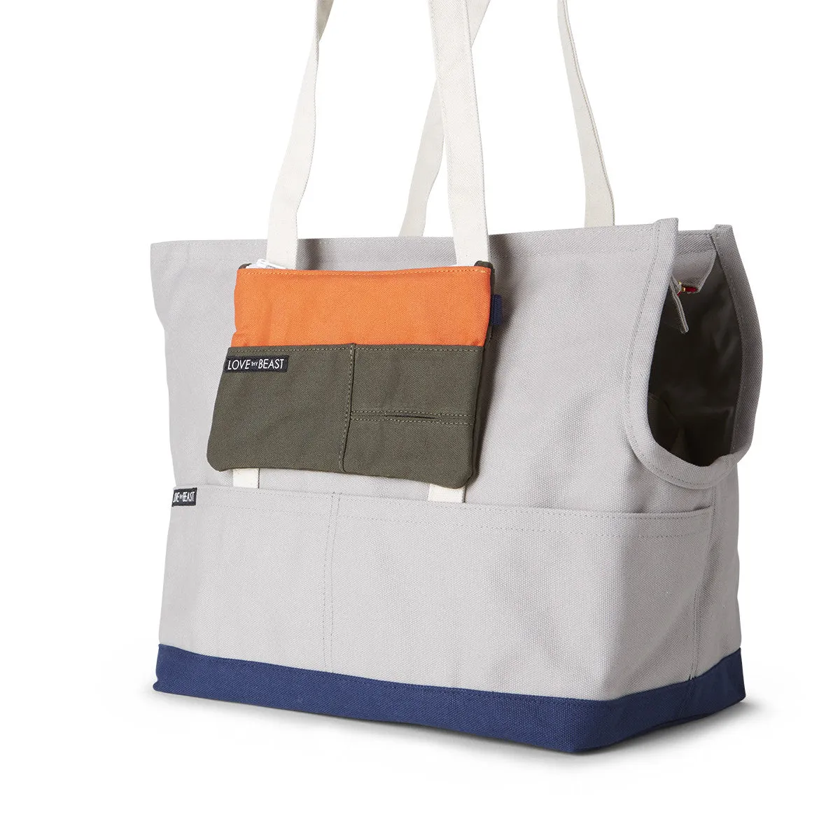 Canvas Pouch Olive - Cross body   Pet Tote Attachment
