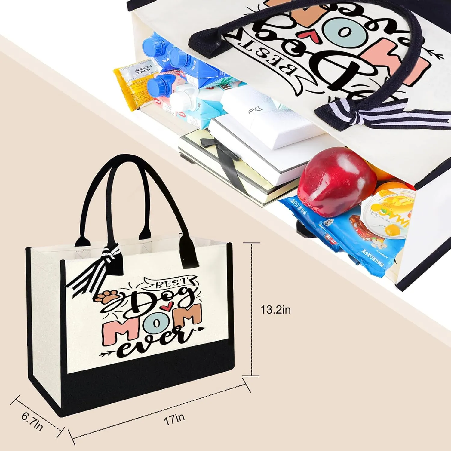 Canvas Tote Bag for Mom Nurse Teacher Boss Lady Dog Mom Christmas Birthday Gifts for Women Lady for Shopping