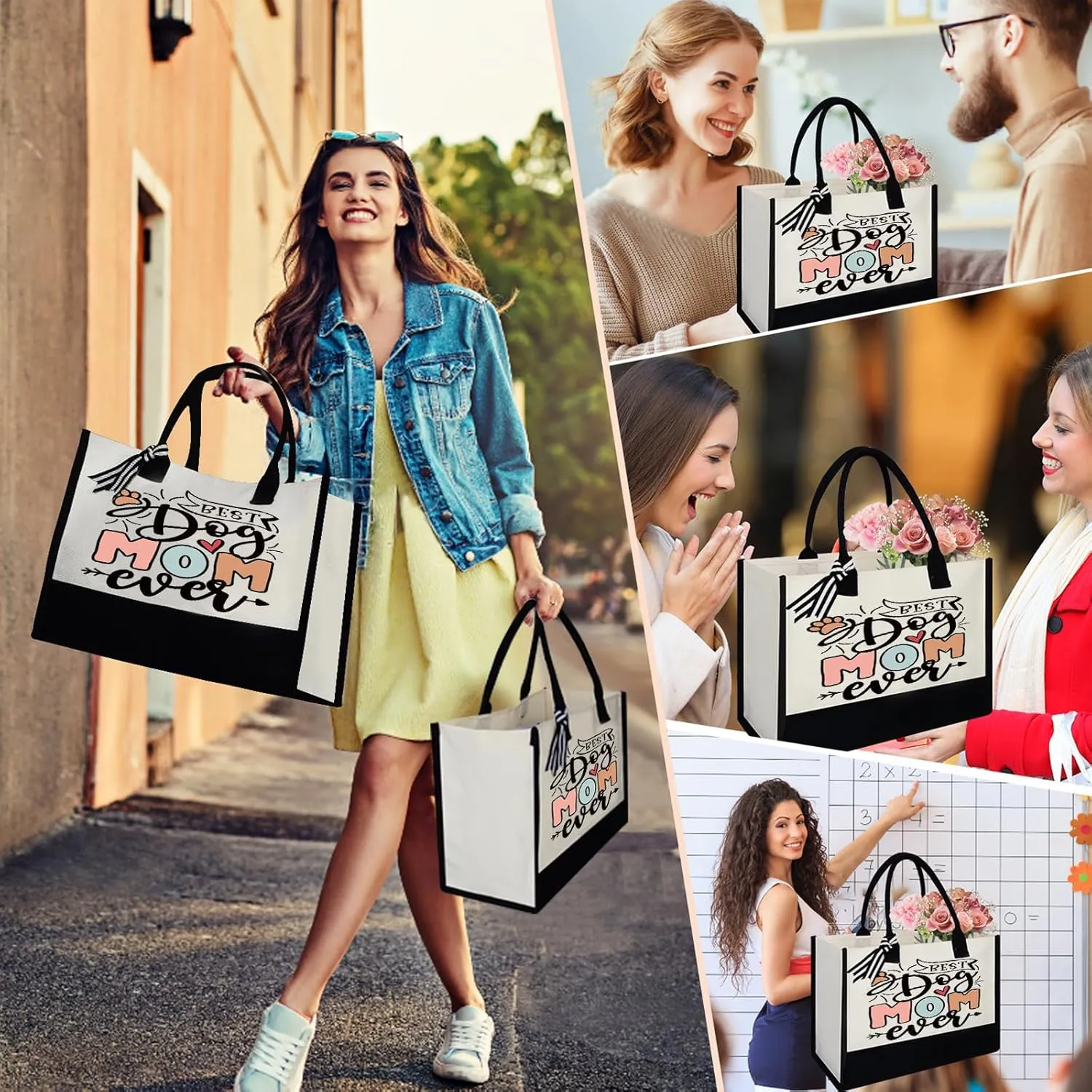 Canvas Tote Bag for Mom Nurse Teacher Boss Lady Dog Mom Christmas Birthday Gifts for Women Lady for Shopping
