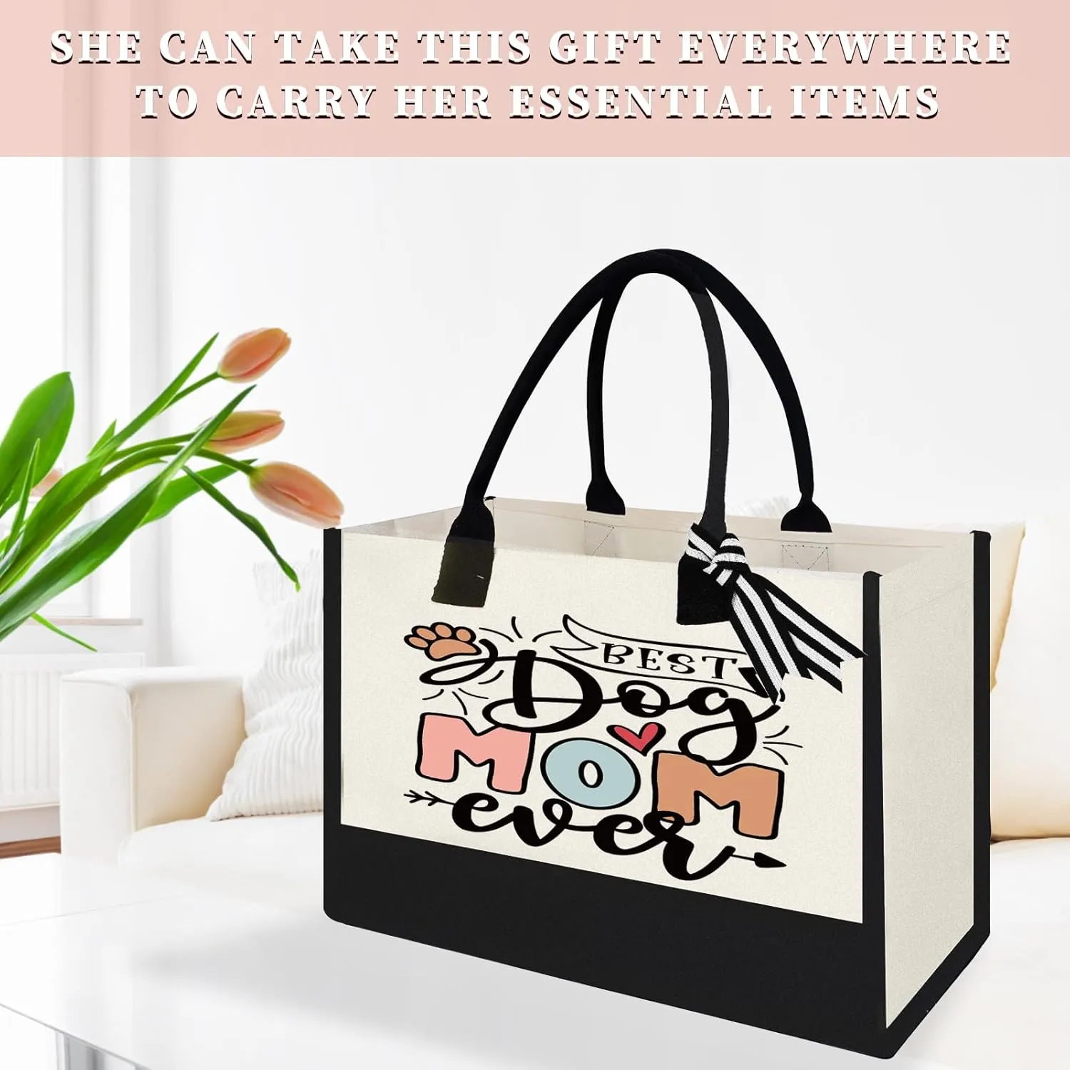 Canvas Tote Bag for Mom Nurse Teacher Boss Lady Dog Mom Christmas Birthday Gifts for Women Lady for Shopping