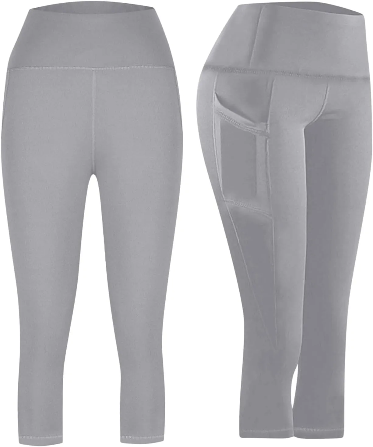 Capri Leggings for Women Summer Stretch High Waisted Soft Cropped Trousers Casual Workout Yoga Pants with Pockets