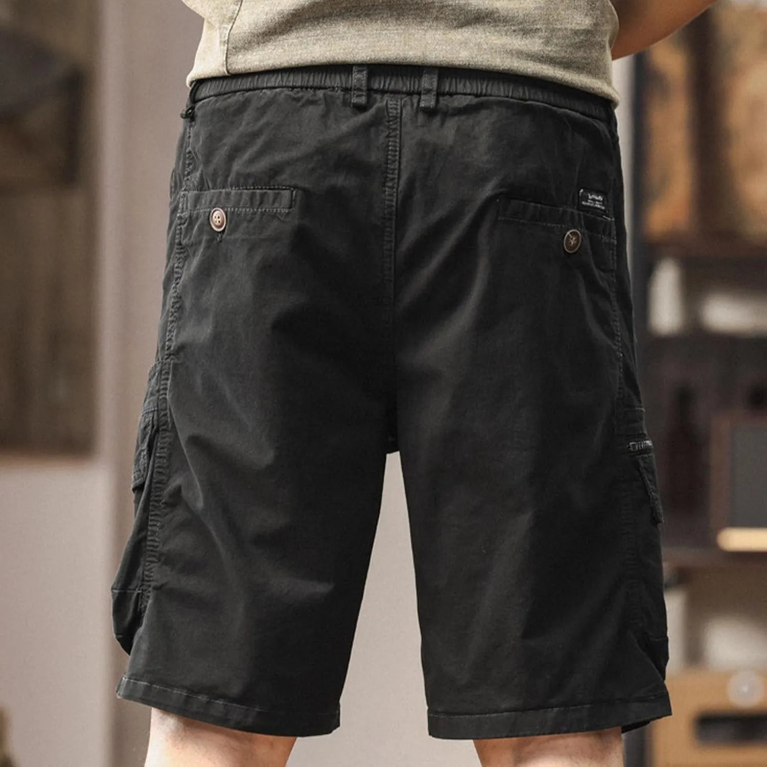 Cargo Shorts for Men Drawstring Waist Casual Lightweight Relaxed Fit Hiking Outdoor Work Shorts with Multi Pockets