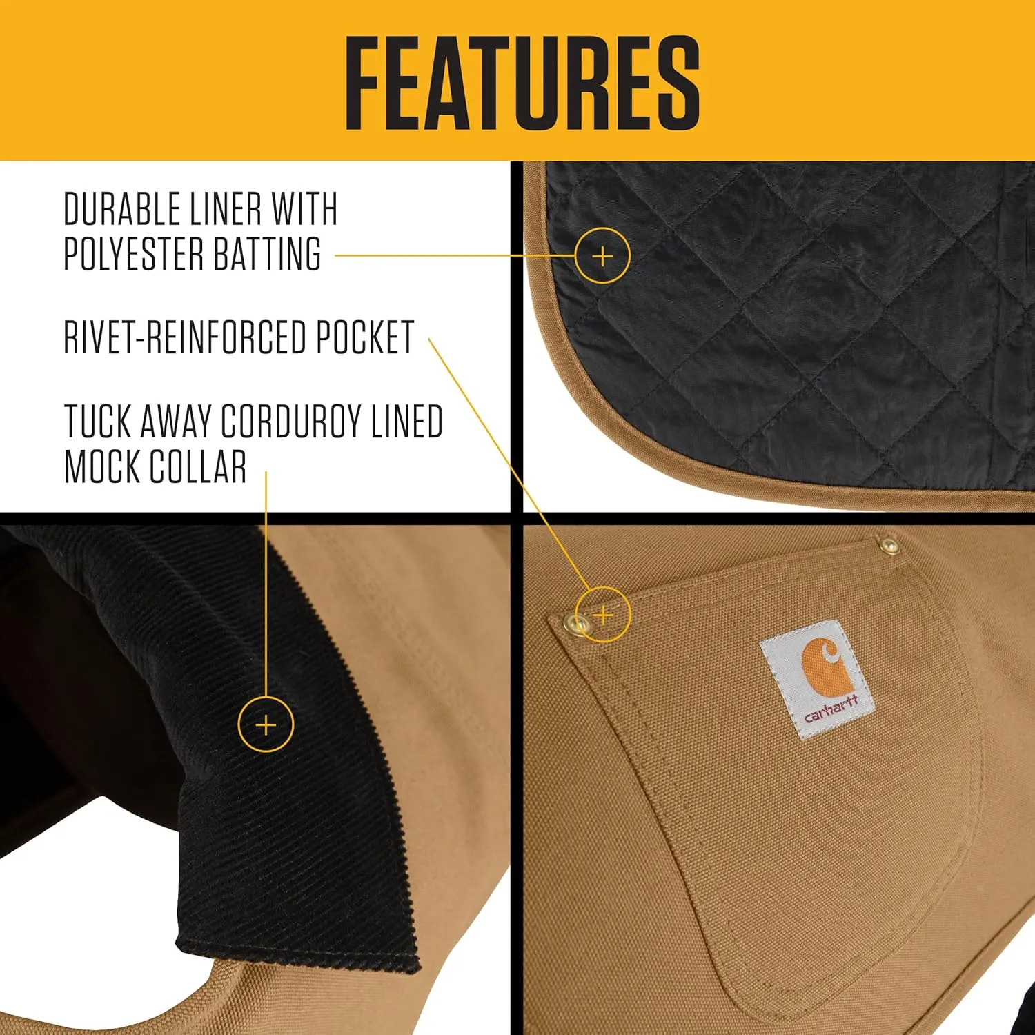 Carhartt Firm Duck Insulated Dog Chore Coat, Durable Weather Resistant Jacket for Cold and Windy Conditions, PFAS Free (Carhartt Brown), Large