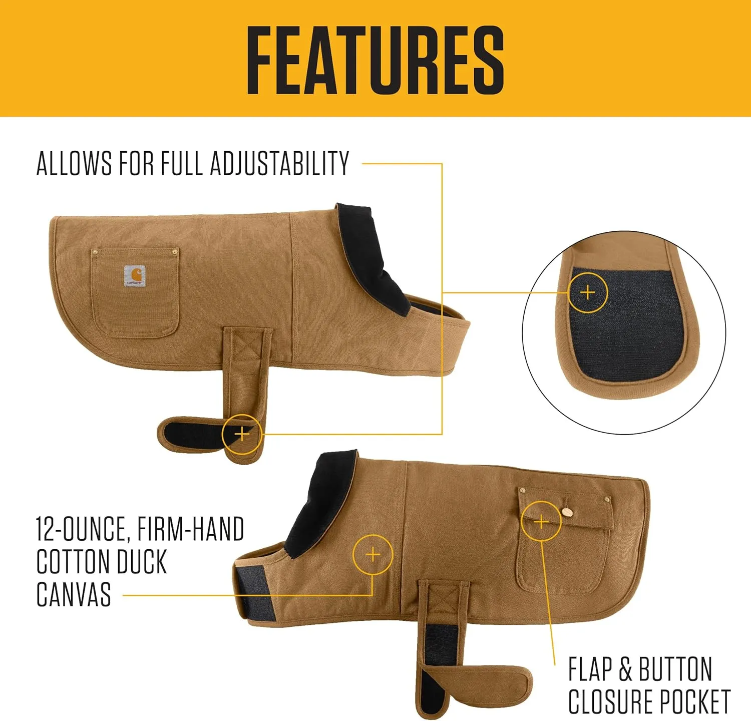 Carhartt Firm Duck Insulated Dog Chore Coat, Durable Weather Resistant Jacket for Cold and Windy Conditions, PFAS Free (Carhartt Brown), Large