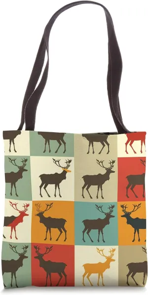 Caribou Color Block Animal Wildlife Pattern Tote Bag