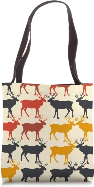 Caribou Color Block Animal Wildlife Pattern Tote Bag