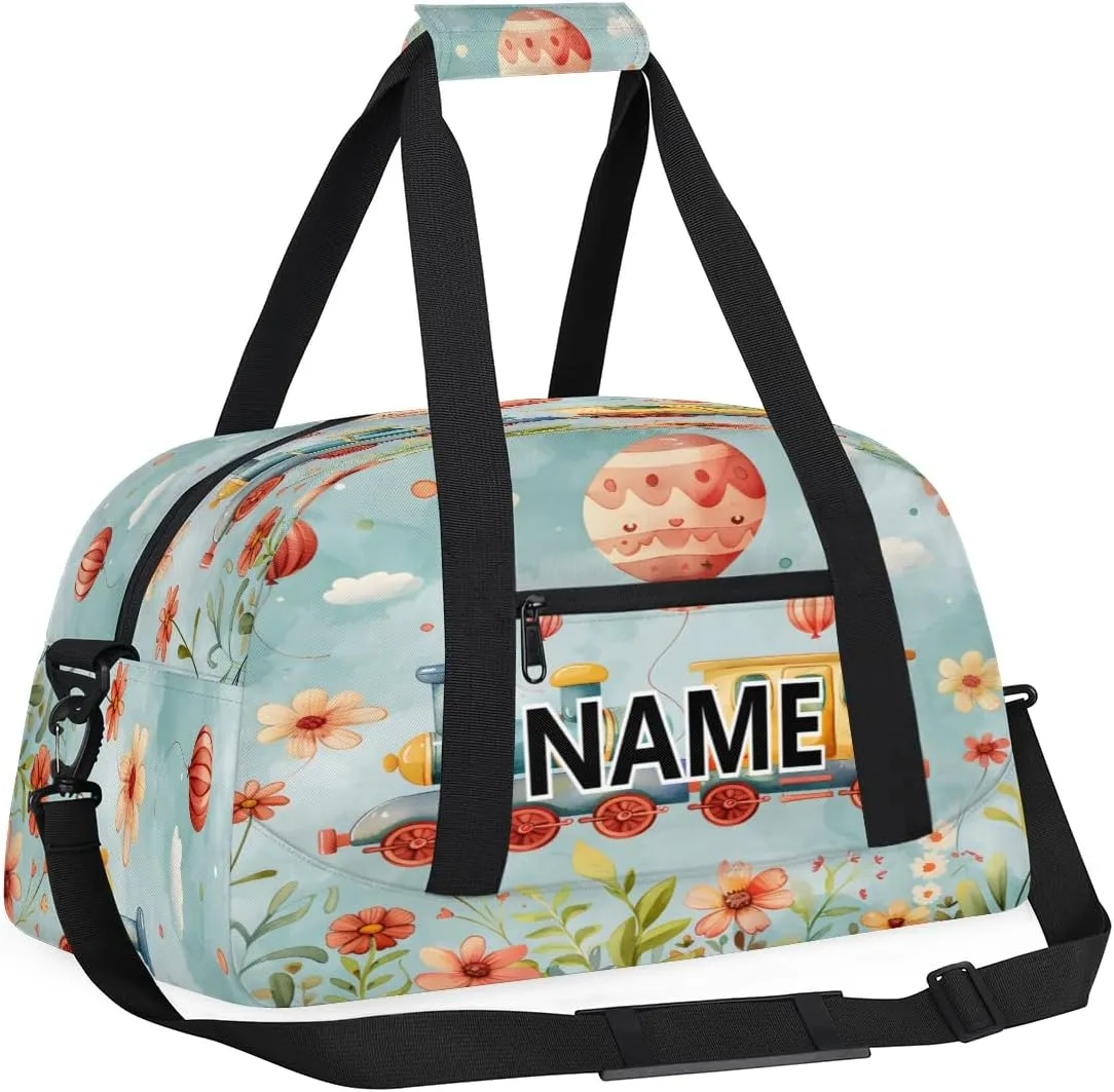 Carton Train Mini Gym Bag 18 inch for Women Men Waterproof Custom Cute Train Travel Duffel Bag Carry On Overnight Tote Nurse Bag for Work Fitness Hiking