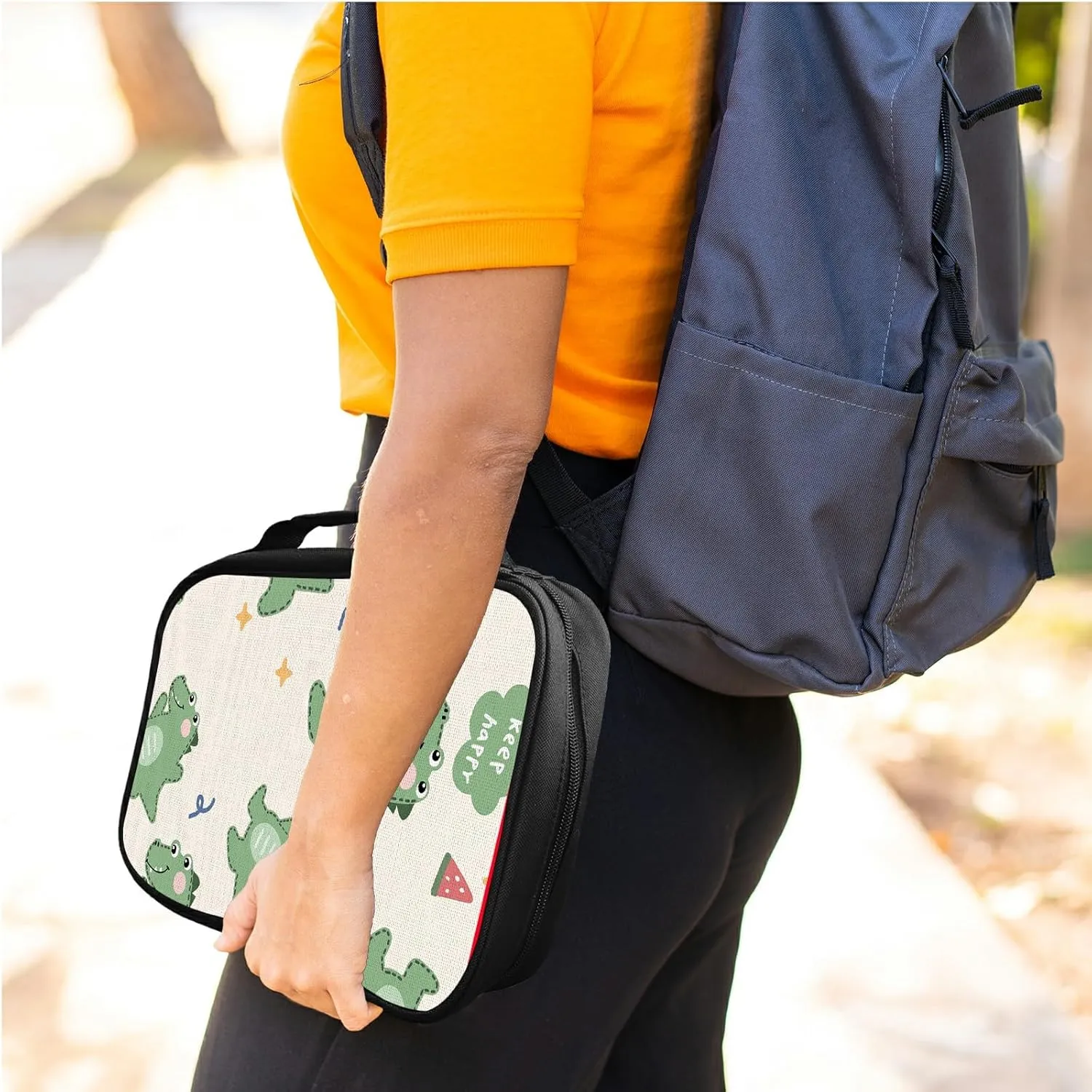 Cartoon Dinosaur Bible Bag Large Bible Case Cover for Women Men, Multi-Functional Church Bag Bible Protector with Handle Zippered Pocket Christian Gift Bible Study Supplies