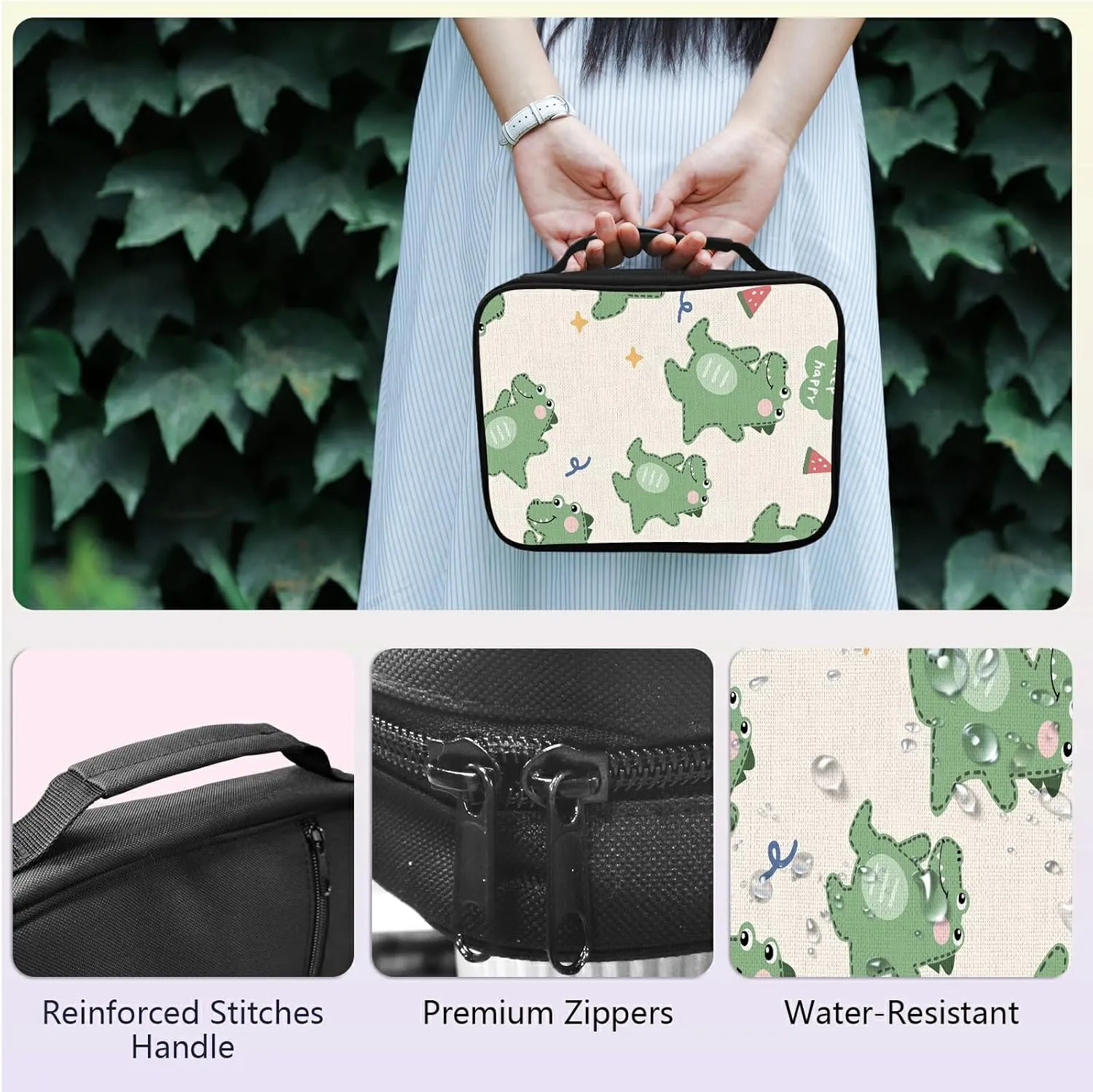 Cartoon Dinosaur Bible Bag Large Bible Case Cover for Women Men, Multi-Functional Church Bag Bible Protector with Handle Zippered Pocket Christian Gift Bible Study Supplies