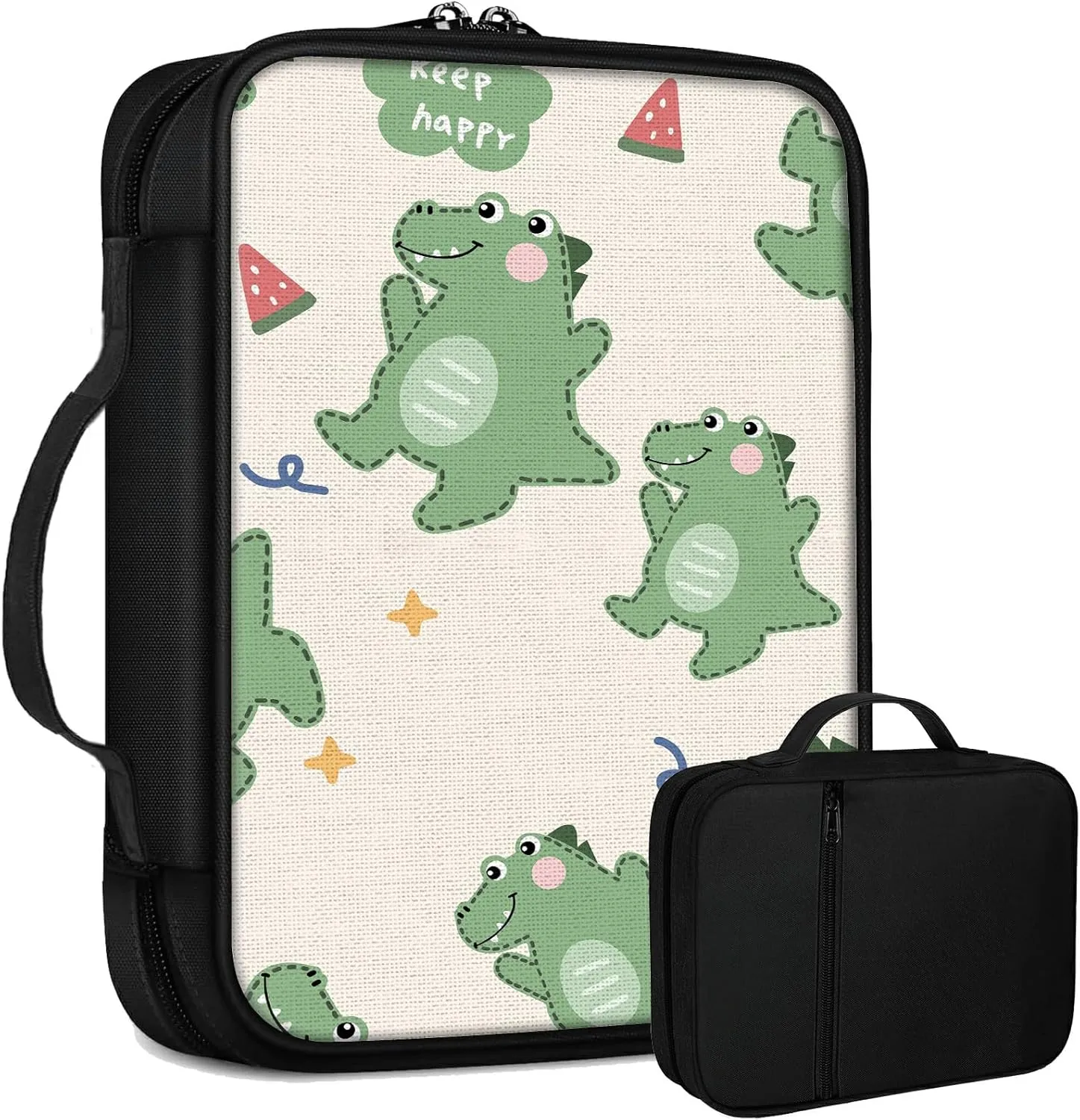 Cartoon Dinosaur Bible Bag Large Bible Case Cover for Women Men, Multi-Functional Church Bag Bible Protector with Handle Zippered Pocket Christian Gift Bible Study Supplies