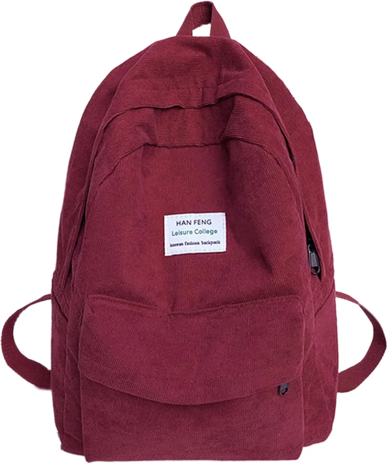 Casual Corduroy Backpack Travel Daypack Book Bag Laptop Bag for Women Men, Dark Red