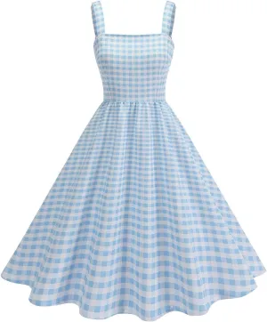 Casual Dresses for Women Cute Plaid Spaghetti Strap Corset Midi Dress Party Low Cut Flowy Pleated Bustier Sundress