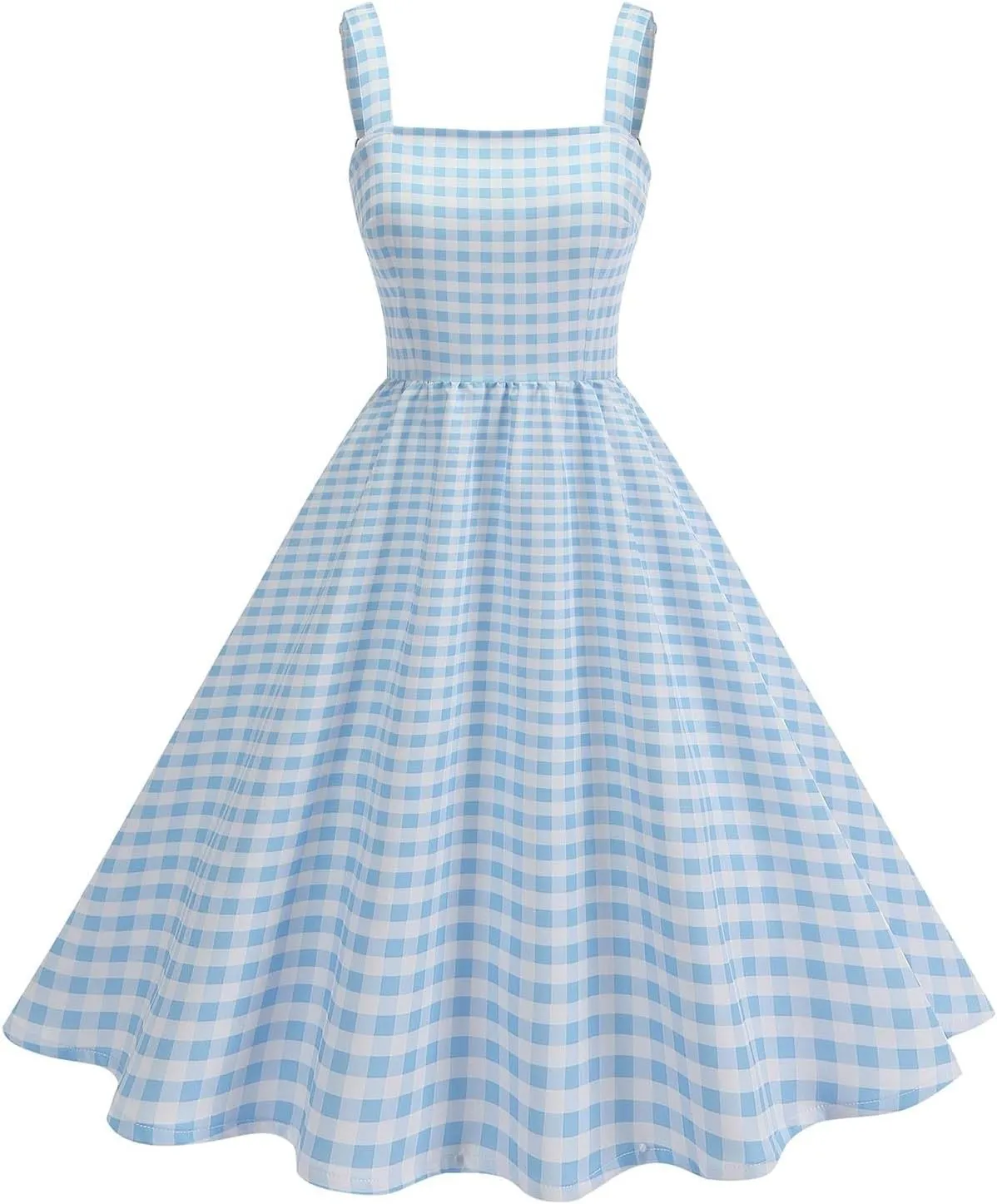 Casual Dresses for Women Cute Plaid Spaghetti Strap Corset Midi Dress Party Low Cut Flowy Pleated Bustier Sundress